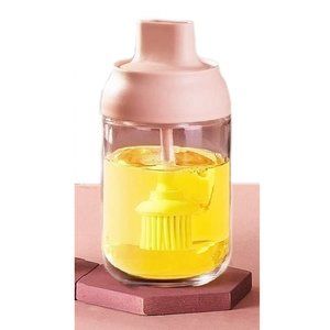 🫙 Transparent 🫙 Olive Oil Bottle with Brush and Labels for Oil in Pink